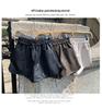 Autumn 2024 Women's High-Waist PU Leather Wide-Leg Shorts - Casual A-Line Style