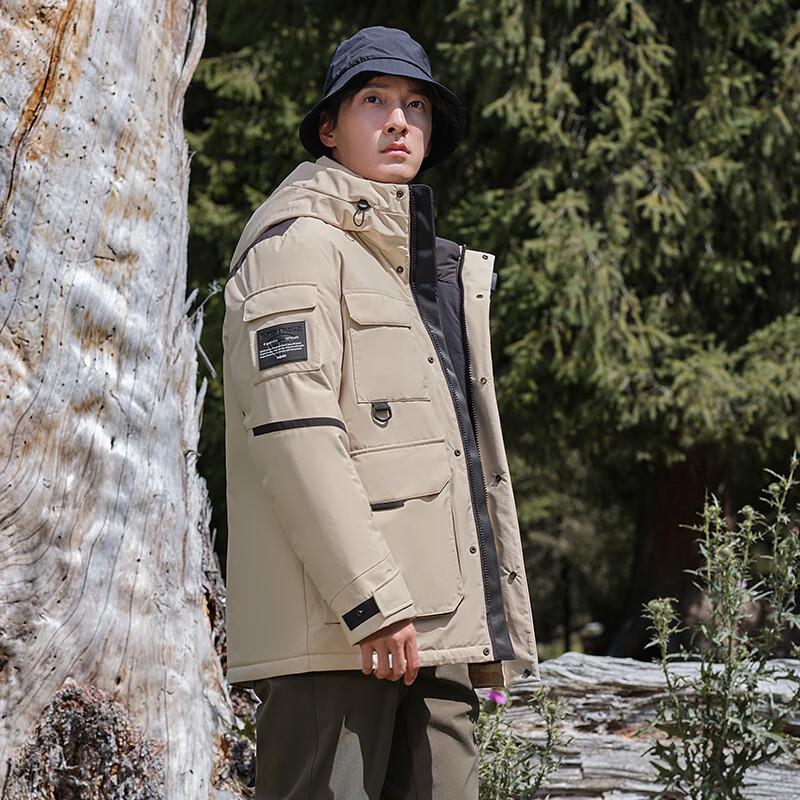 Tanboer Men's Mountain Style Hooded Multi-Pocket Down Parka TA233559