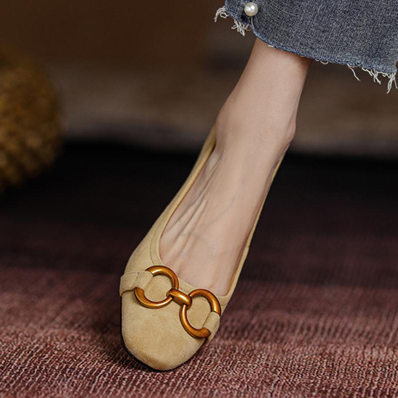 Женские весенние туфли-лодочки Fasion French Retro с квадратным носком, матовый металл, толстый средний каблук, женская обувь без застежек, профессиональная обувь Mujer