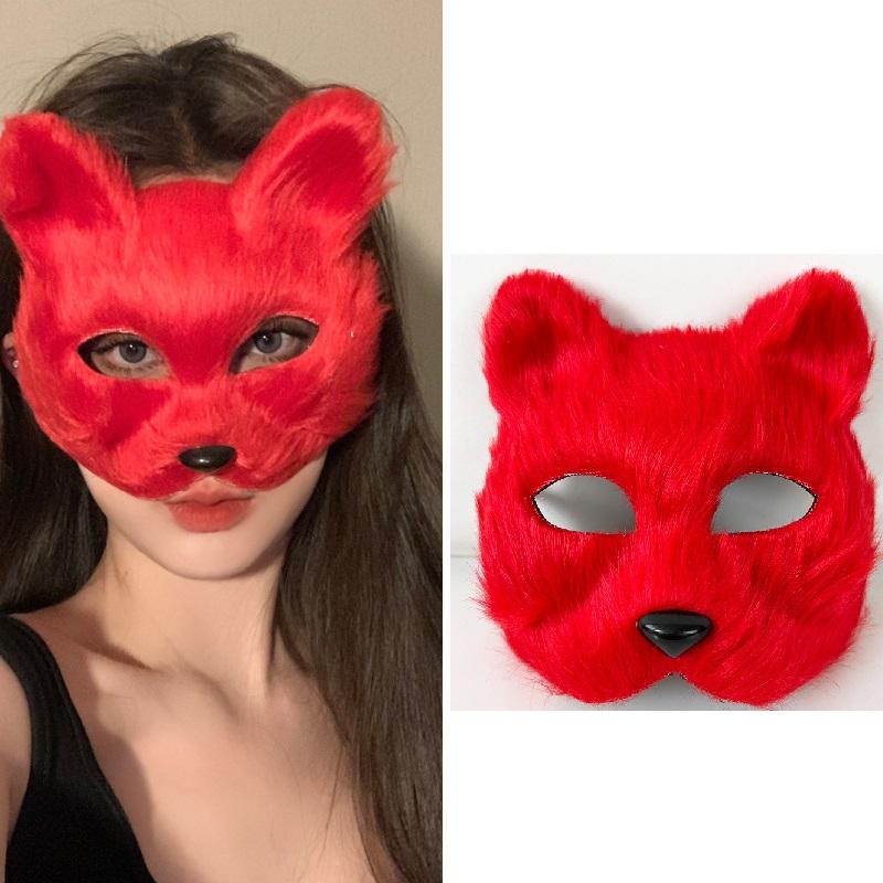 Костюм-комплект с искусственным мехом: хвост лисы, лапы кошки/волка для косплея, с плюшевой маской, пушистыми перчатками-лапами. Аксессуары для вечеринок на Хэллоуин и Рождество.