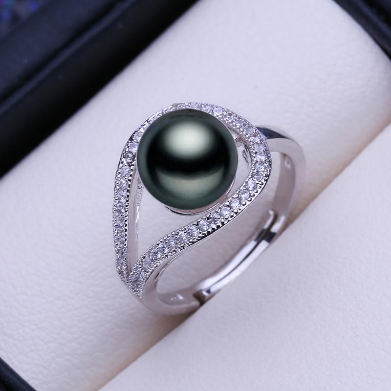 LSOOYH Natural Freshwater Pearl Rings For Women Trendy Silver Color Party Ring Jewelry Birthday Gifts