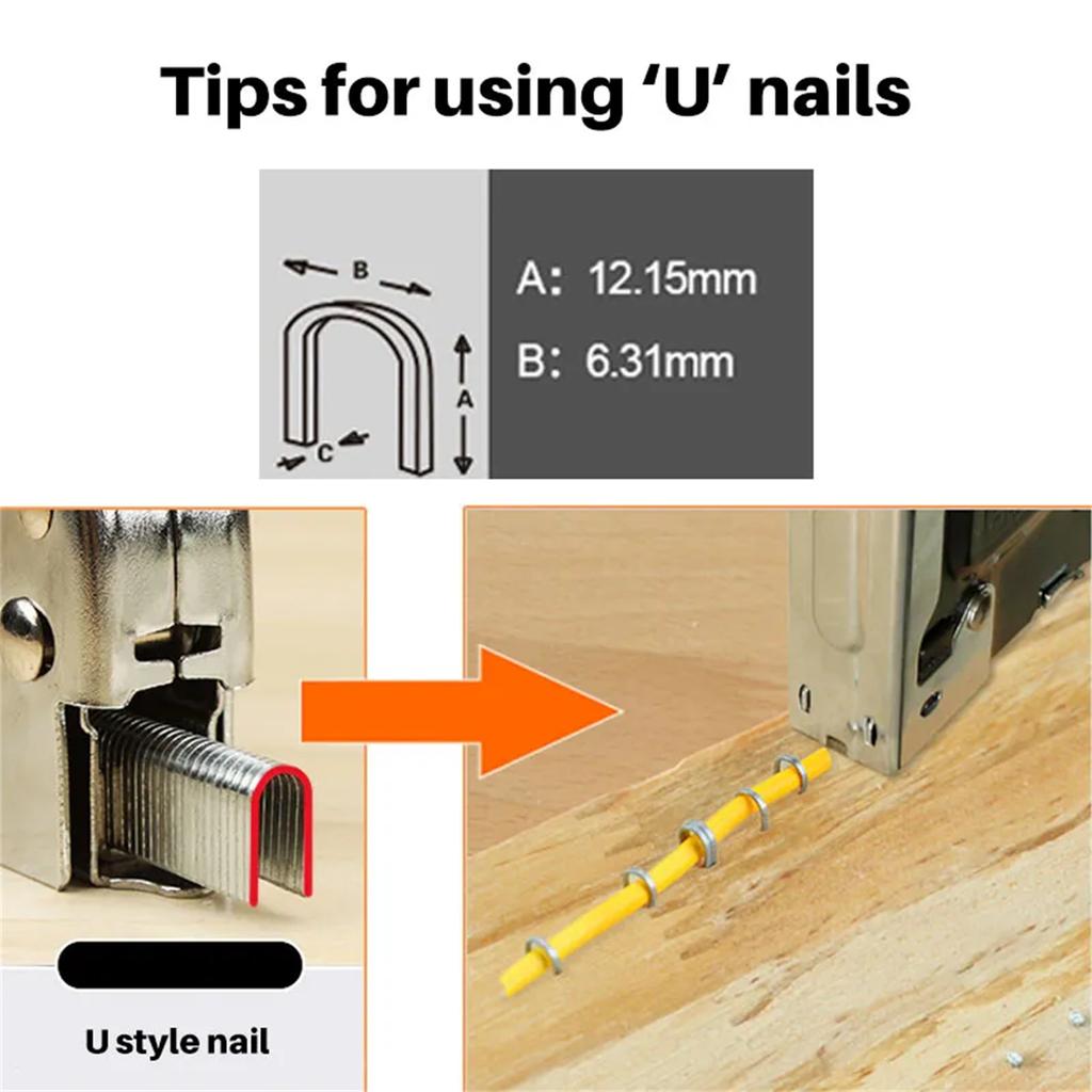 Heavy Duty Stapler 3 In 1 Stapler With 600 Nails Stainless Steel Metal Carpentry Hand Tool Manual Stapler For DIY Decoration Wood Wall Furniture