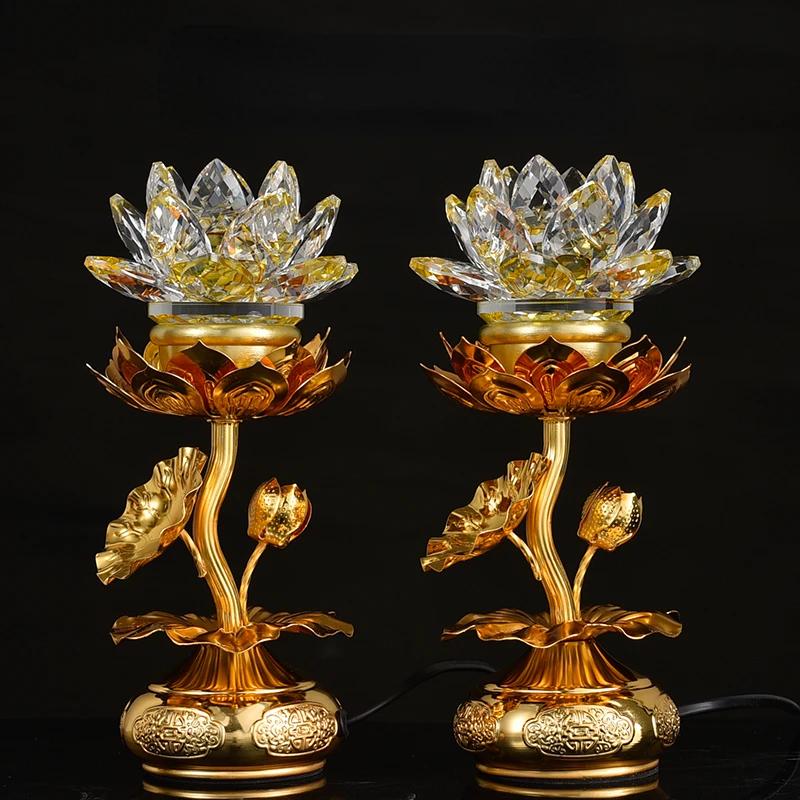 2pcs Lantern Lotus Shaped Flower Simulated Candlestick Ancestral Hall Supplies Pray for Auspiciousness Temple Home Decoration