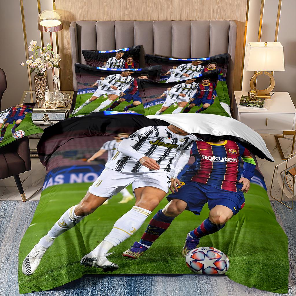 Duvet Cover Luxurious Football Star Cri-stiano Ronaldo Printing Bedding Set Duvet Cover Bed Youth Kids Girl Boys Birthday Gift