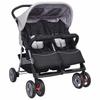 Twin Stroller Steel Frame Grey and Black