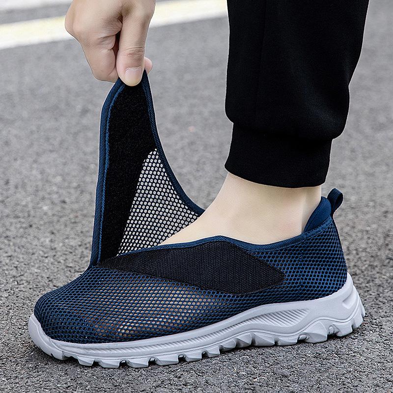 Adjustable Open Shoes For Men Diabetic Shoes for Elder Breathable Mesh Hook and Loop Sneakers Walking Sports Foot Pain Relief