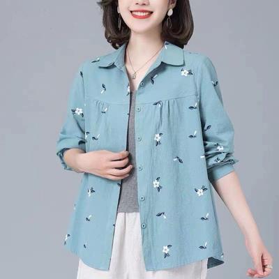 Хлопок весна осень большой размер свободная ковбойская рубашка с длинным рукавом омолаживающая верхняя одежда блузки рубашки