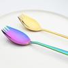 Gold 18/10 Stainless Steel Colorful Creative Design Kitchen Tableware Sporks Dessert Fork Spoon Noodles Salad Fruit Dinnerware