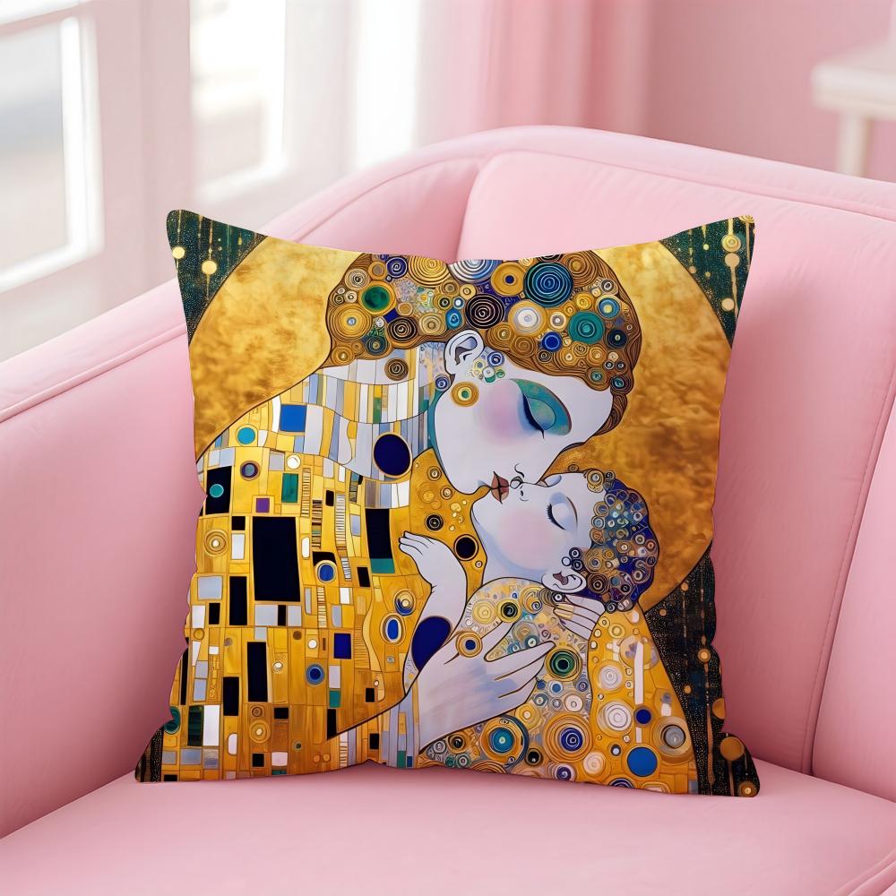 Art Gorgeous GGustav KKlimt Oil Painting Cushion Cover Pillow Case Soft Skin Friendly Fabric Comfort Concealed Zipper