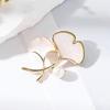 Lady Clothes Brooch Ginkgo Leaf Shape Faux Pearl Decor Bag Coat Collar