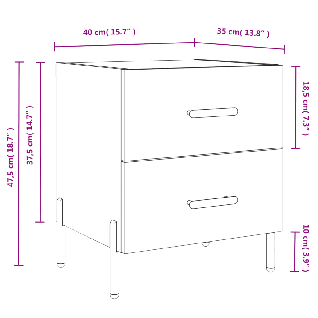 Nightstand Sonoma Oak 40 x 35 x 47.5 cm Engineered Wood