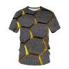 Summer New Checkered Whirlpool Round Neck T-shirt 3D Digital Printed Casual Men's Short Sleeve T-shirt