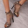 Женские сандалии на тонком очень высоком каблуке с открытым носком на молнии, пикантные летние туфли для вечеринок, черные, белые, розово-карминовые леопардовые туфли, размеры 33–46