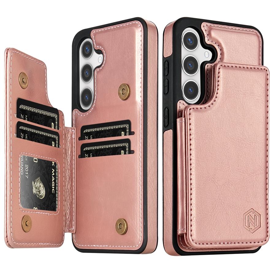 Кошелек однотонный кожаный чехол с магнитной двойной пряжкой и RFID-картой для Samsung Galaxy S24 Ultra S23 FE S22 Plus S21 S20