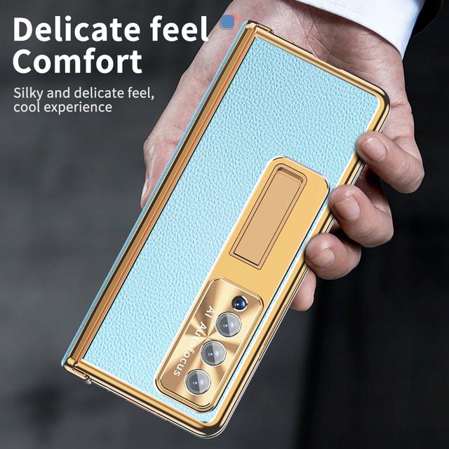 Non -Slip Full Coverage Glass Film Cover Case For Samsung Galaxy Z Fold 4 Fold4 Fold3 5g Fold 3 S Pen Holder Leather Phone Bag