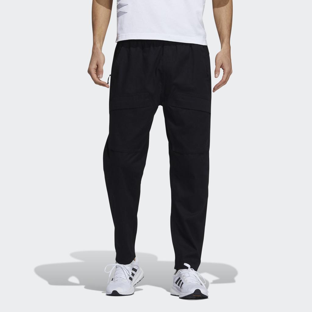 Adidas Тканые брюки-карго с кулиской и воздухопроницаемыми мужскими штанами, черные H39250