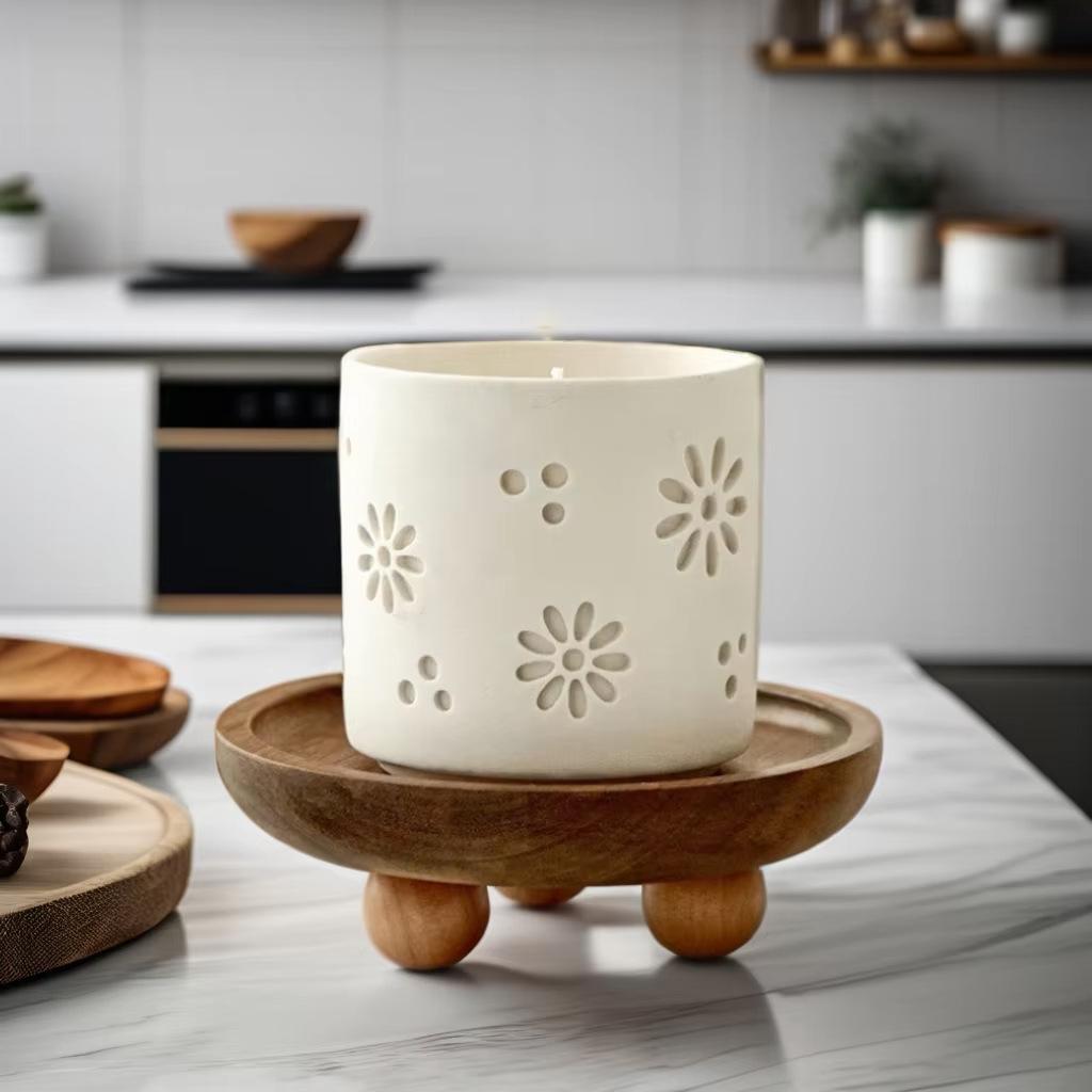 Creative Wooden Tray Cake Dessert Plate Restaurant Home Wooden Tray Round Elliptical Aromatherapy Ornament Tray