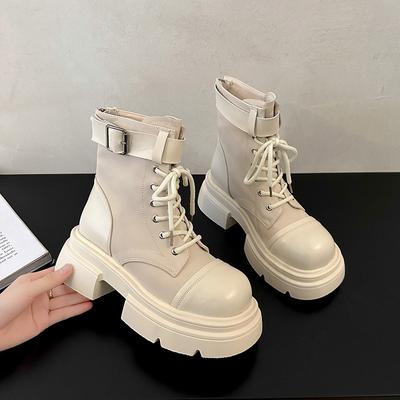 Белые ботильоны в британском стиле в стиле ретро для женщин, модные повседневные туфли на платформе на весну и осень, женские дизайнерские ботинки Botas De Mujer