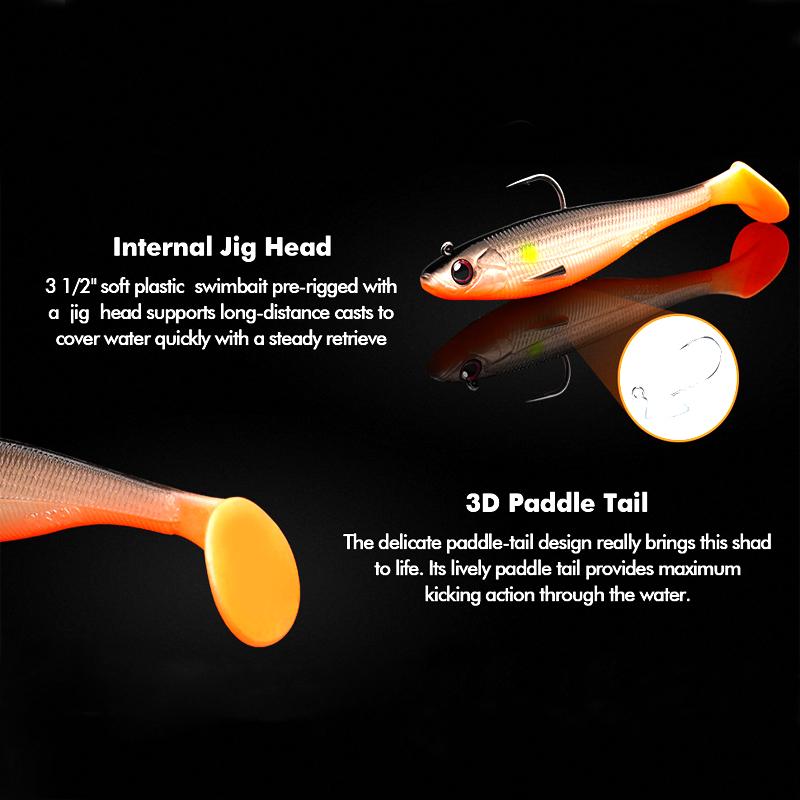 Предварительно оснащенная джиг-головка Мягкие рыболовные приманки Весло-хвост Свимбейты для ловли окуня Приманка премиум-класса для ловли соленой пресноводной форели краппи