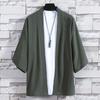 Men's KimonoOpen Stitch Japanese Jackets Casual Cotton 3/4 Sleeve Shirt Open Front Coat Lightweight Linen Tops