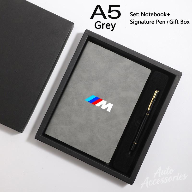 QXFA9 Business Notebook With Signature Pen Set Gift Box Luxury Hardcover Journal For BMW M M3 G20 E36 E34 X6 G20 G30 X3 M5 M6 Sticker