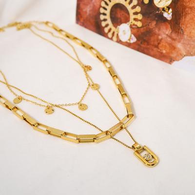 Ожерелье Wind Classic Strap, ювелирное изделие, позолоченная многослойная цепочка из нержавеющей стали, ожерелье из титановой стали