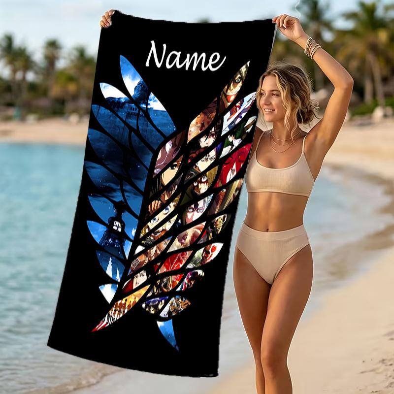 Customizable personalized beach towels Attack on Titan themed designs.Suitable for the beach, yoga, sports;ideal as beach accessories