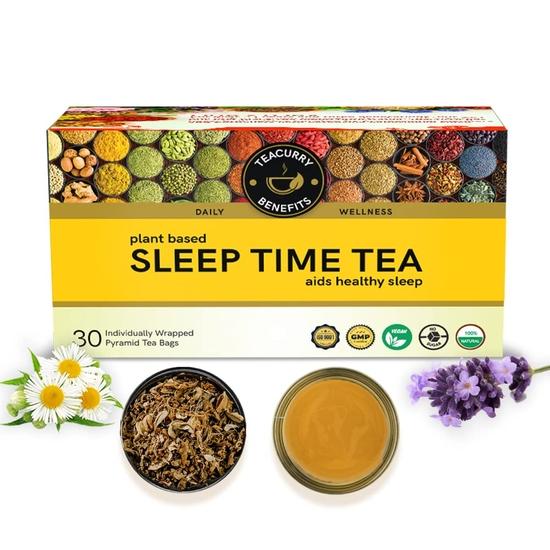 TEACURRY Sleep Chamomile Tea (1 Month Pack, 30 Tea Bags)-Helps With Insomnia, Snoring, Stress-Tea For Sleeping-Night Tea