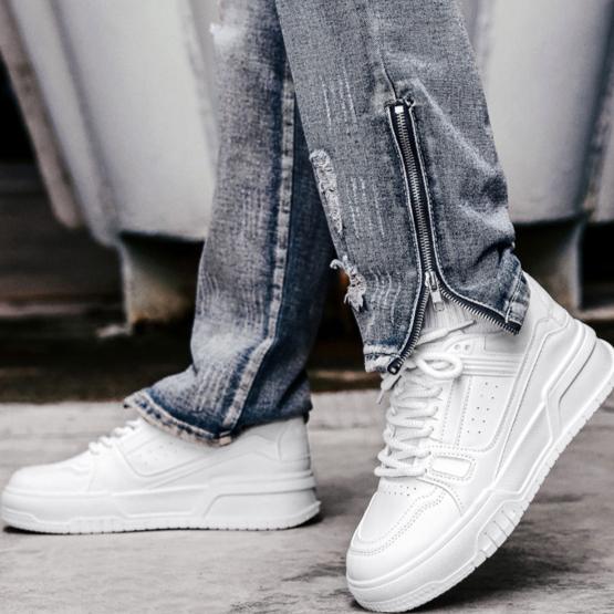 Мужская обувь весна и осень нишевый дизайн универсальные повседневные чисто черные туфли для молодежи спортивные туфли на толстой подошве увеличивающие рост