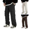 Men's Solid Color Loose Wide-Leg Straight Trousers Men's Casual Fashion Overalls