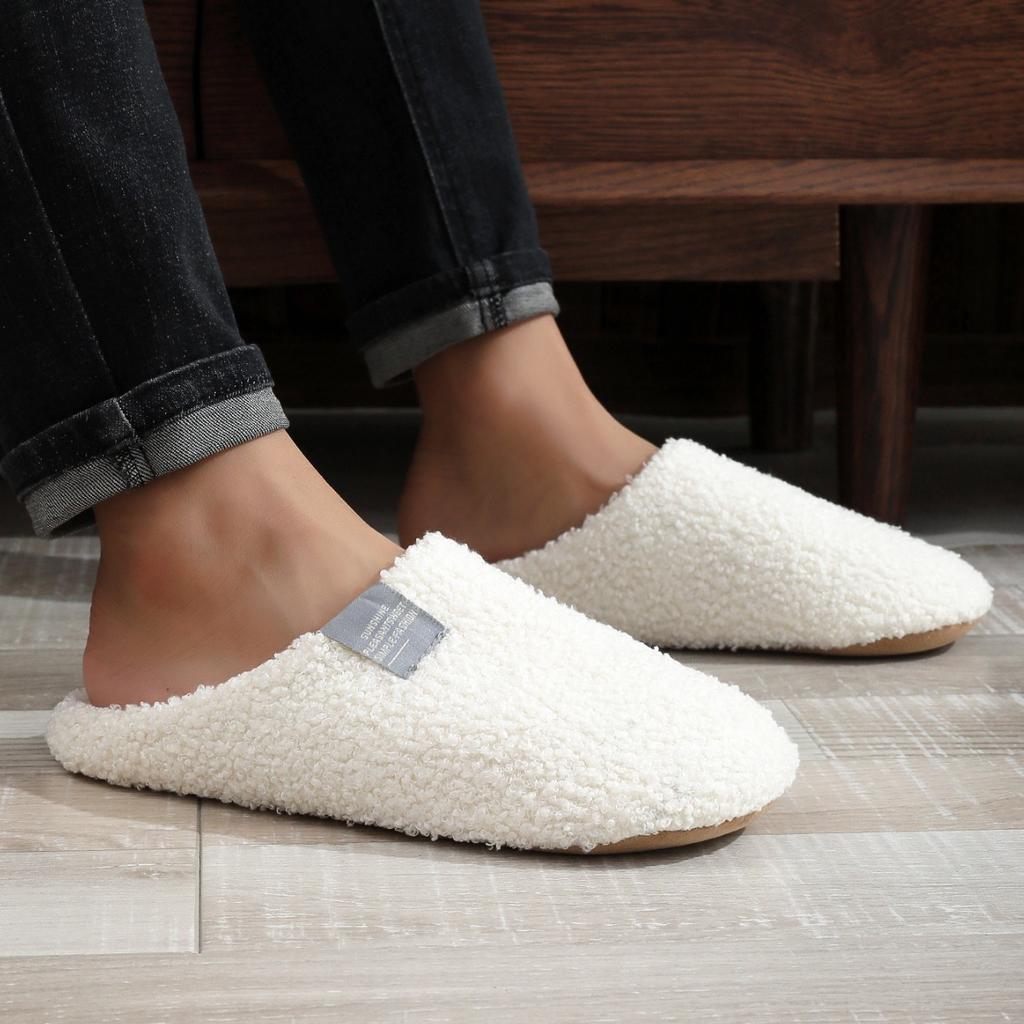 Парные домашние тапочки Мягкие меховые тапочки Теплые домашние плоские тапочки Нескользящие хлопковые туфли Спальня Легкие тапочки Slience Flats Тапочки