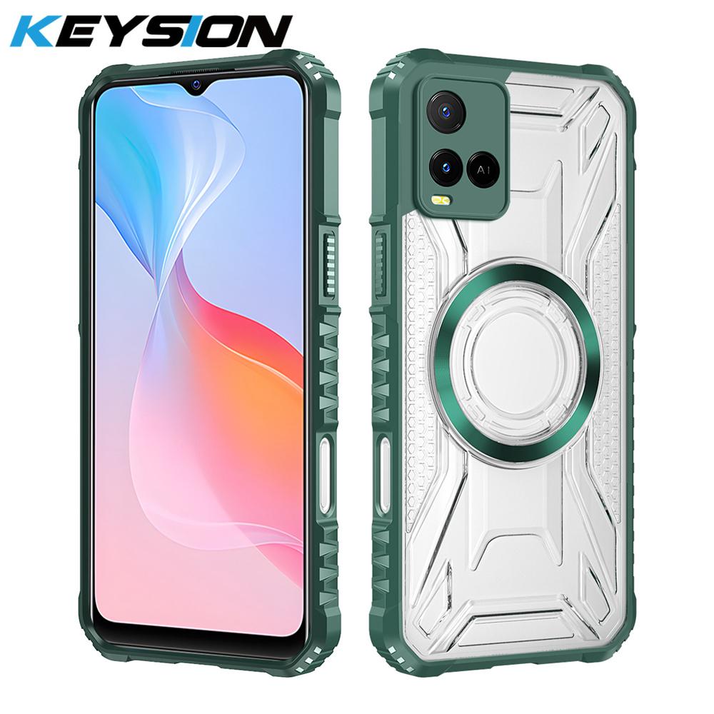 KEYSION Прозрачный магнитный чехол для VIVO Y21 Y21S Y21T Y33S Y33T Силикон+ПК Сверхпрочный Противоударный Чехол для телефона для VIVO T1X