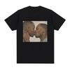 Fun Two Men Kissing Printed T-Shirt Unisex Fashion Hip Hop Vintage T-Shirt Casual Loose Short Sleeves Summer Breathable Top