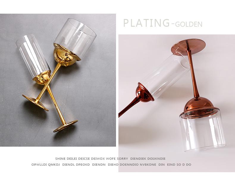 Стильный европейский бокал для вина из хрусталя с высоким стеблем и гальваническим покрытием