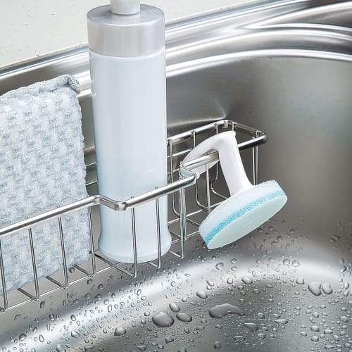 Mamaita Kitchen Sponge, White/Blue, 6.5cm Wide x 6.5cm Deep x 6.3cm High, Kitchen Clean Pro, for Glass Tops, IH, and Gas Stoves, Removing Burnt Food,