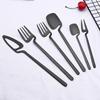 Creative Fashion Black Matte Cutlery Set Stainless Steel Dinnerware Set Knife Fruit Fork Spoon Dinner Set Kitchen Flatware Tableware Set