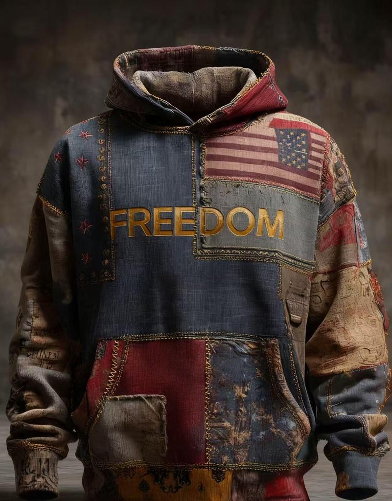 Мужская толстовка с ретро-принтом американского флага