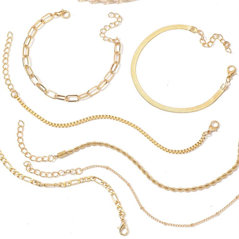 European and American Trendy Metal Chain Women's Set 6 Multi-layer Chain Minimalist Bracelets