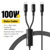 ESSAGER 100W 2-In-1 1.2m Fast Charging Data Cable Type-C To Type-C+iP Charging Cord with Indicator Light