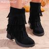 Fringes High Heels Women Ankle Boots Suede Fashion Chunky Dress Walking Shoes Woman 2024 Trend Pumps Eleglant Goth Botas Mujer
