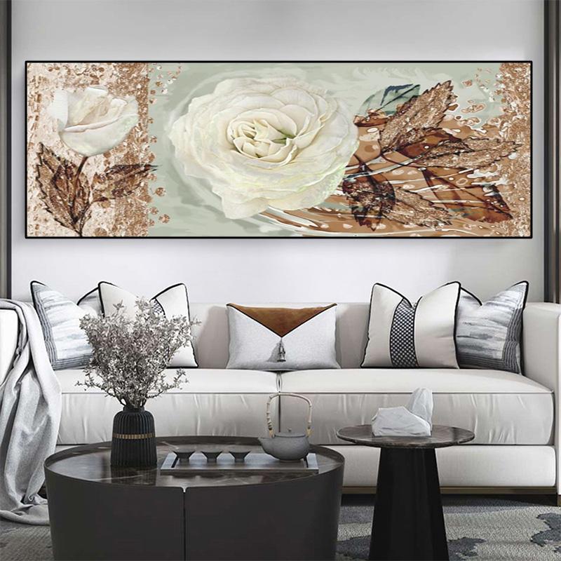 Modern Abstract Golden Rose Oil Canvas Painting Nordic Posters and Prints Wall Art Pictures Living Room Home Decor No Frame