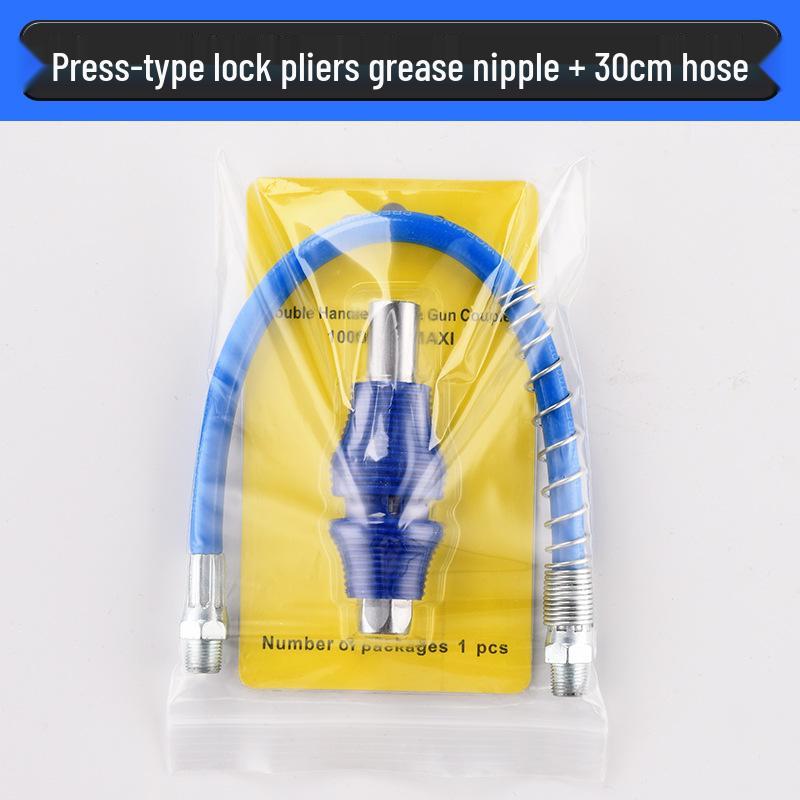 Насадка для шприца для смазки высокого давления с фиксирующими плоскогубцами и самоблокирующейся плоской головкой