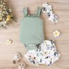 Citgeett Summer Infant Baby Girl Pants Suit Casual Party Off Shoulder Romper Tops + Print Short Pants + HeadBand