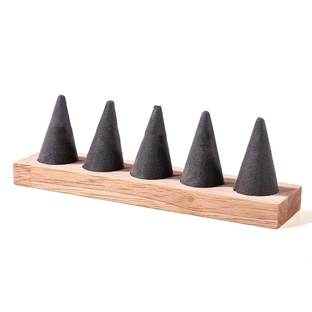 Jewelry Display Cone Shape Rings Holder Storage Rack Wooden Rings Organizer Girls Women