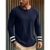 Ventilate Stripe T Shirt For Mens Long Sleeve Top O-Neck Pullover Oversized Autumn Clothing Sports Casual Male Men's Clothing