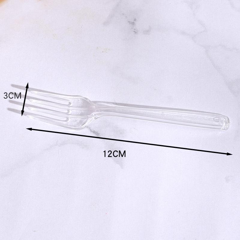 100 шт./упак. вилка с длинной ручкой, многоразовые пластиковые одноразовые вилки для вечеринок и пикников, набор для столовых приборов, утолщение, нож для мелкой еды