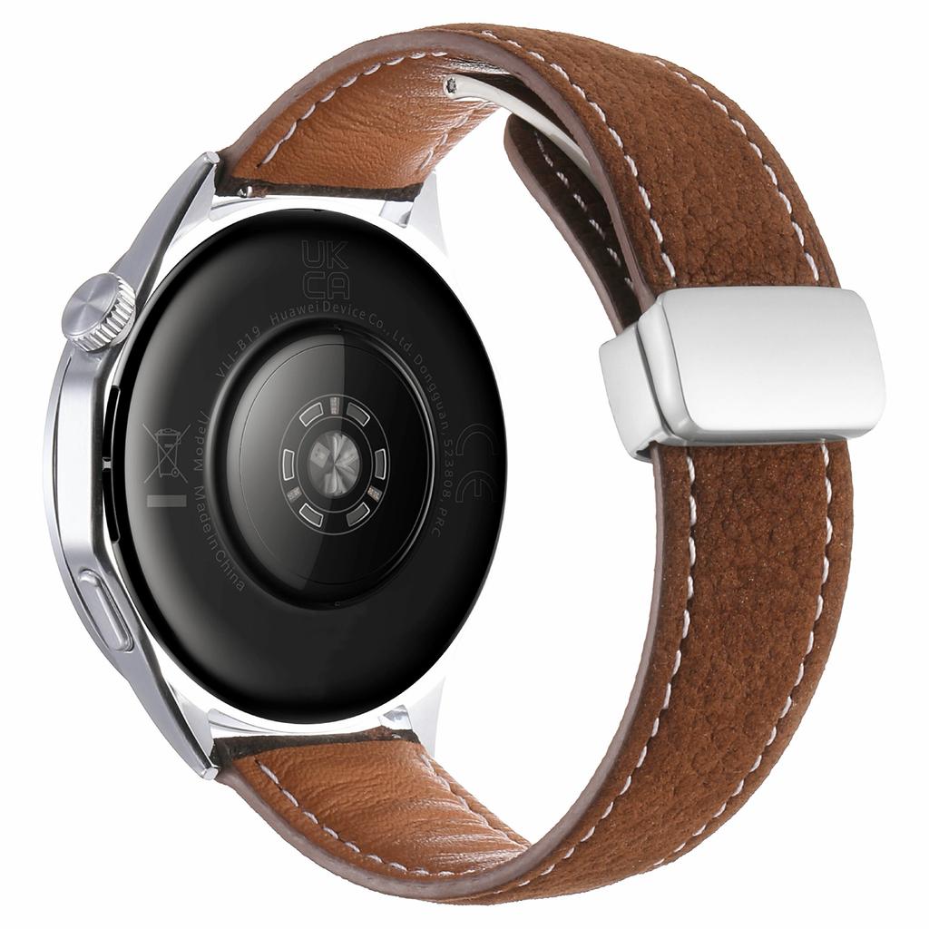 22-мм Магнитный Застежка Ремешок для Часов Huawei Watch GT 6/5/5 Pro/4 46мм Масляная Вощеная Текстура Личи Натуральная Кожаный Ремешок