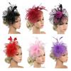 Polka Dot Feathers Fascinator Hat Elegant Bride Headdress Tea Party Mesh Hair Band  Dance Show