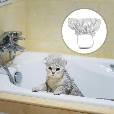 Водонепроницаемая шапочка для купания питомцев Многоразовая дышащая шапочка для душа кошки Регулируемая резинка Защита ушей из ПУ Шапочка для питомца Маленькие питомцы