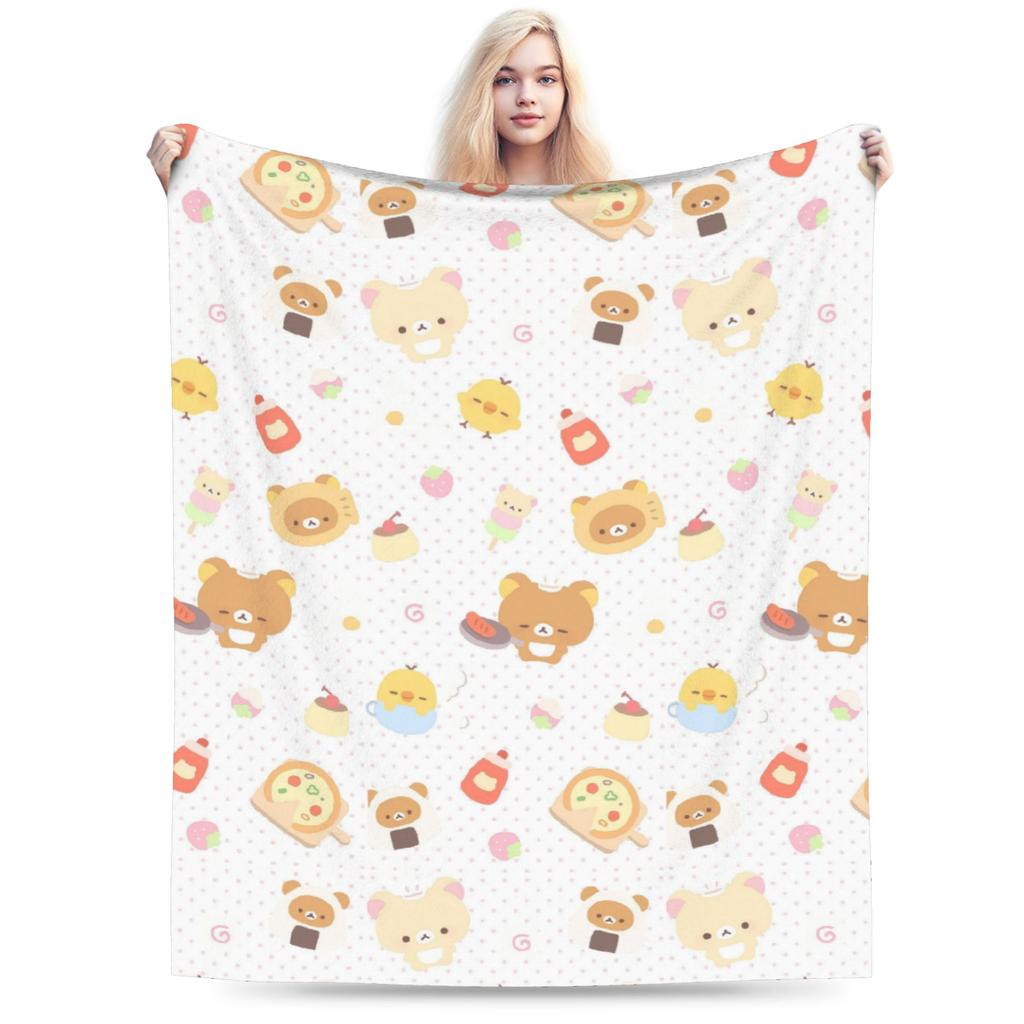 Мультяшные пледы Rilakkuma Фланелевые Осенние/Зимние Портативные Теплые Пледы для Постельного Белья Дивана Покрывала